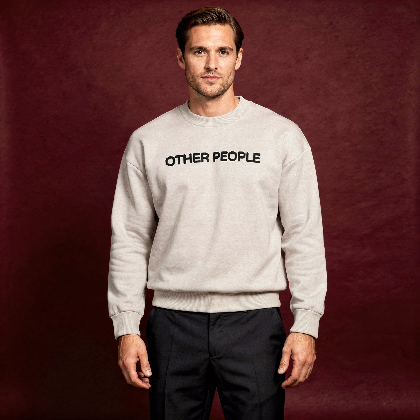 Relaxed fit knitted crew neck sweater