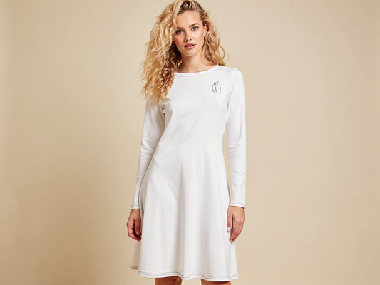 All-over print long sleeve midi dress